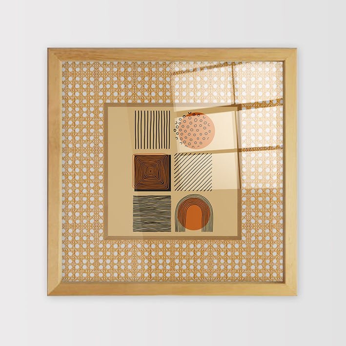 Naturel Çerçeveli Hasır Baskı Cam Tablolar