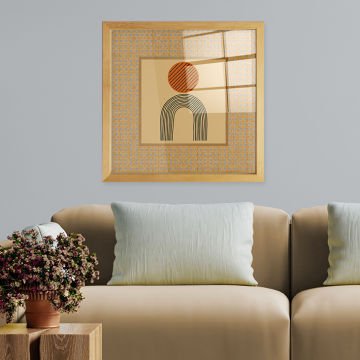 Naturel Çerçeveli Hasır Baskı Cam Tablolar