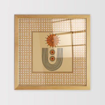 Naturel Çerçeveli Hasır Baskı Cam Tablolar