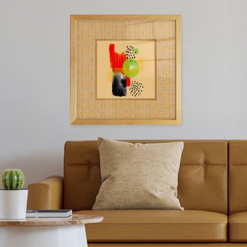 Naturel Çerçeveli Hasır Baskı Cam Tablolar