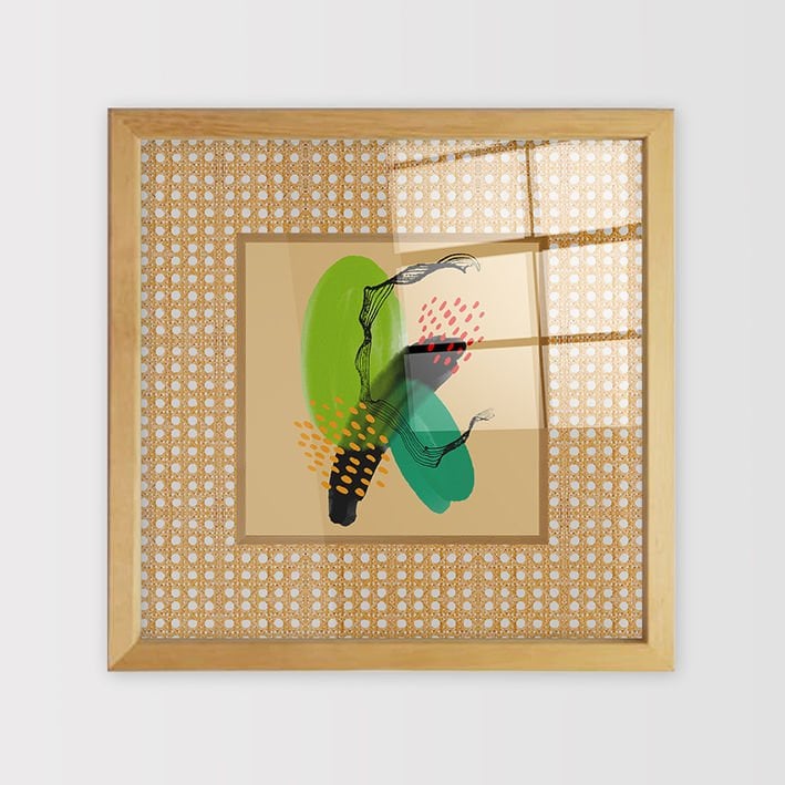 Naturel Çerçeveli Hasır Baskı Cam Tablolar