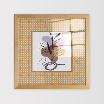 Naturel Çerçeveli Hasır Baskı Cam Tablolar