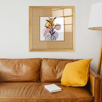 Naturel Çerçeveli Hasır Baskı Cam Tablolar