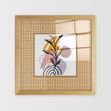 Naturel Çerçeveli Hasır Baskı Cam Tablolar