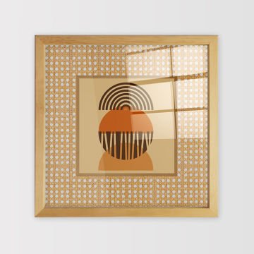 Naturel Çerçeveli Hasır Baskı Cam Tablolar