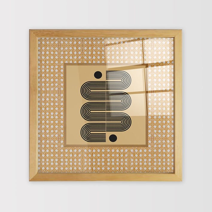 Naturel Çerçeveli Hasır Baskı Cam Tablolar