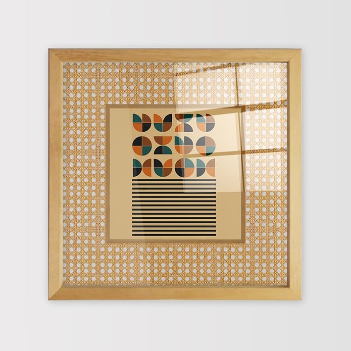 Naturel Çerçeveli Hasır Baskı Cam Tablolar