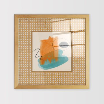 Naturel Çerçeveli Hasır Baskı Cam Tablolar