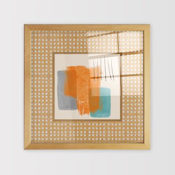 Naturel Çerçeveli Hasır Baskı Cam Tablolar