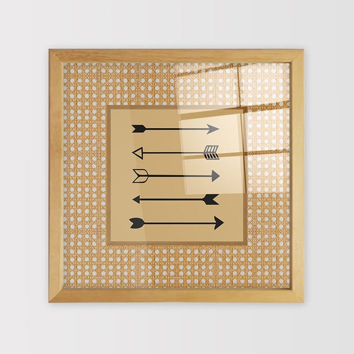 Naturel Çerçeveli Hasır Baskı Cam Tablolar