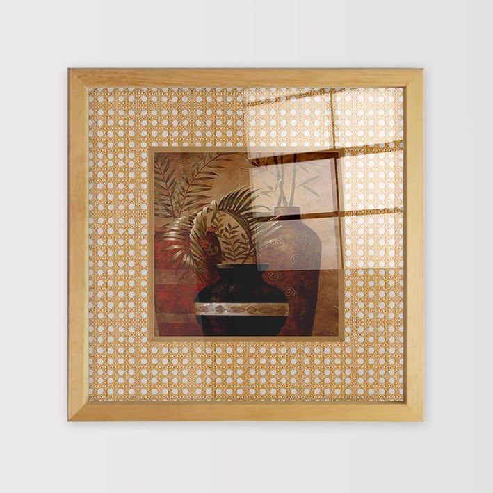 Naturel Çerçeveli Hasır Baskı Cam Tablolar