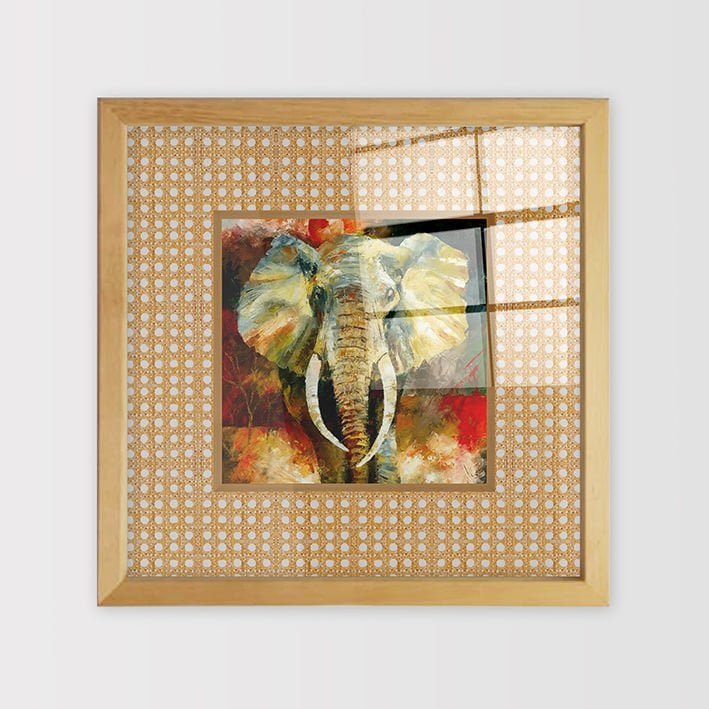 Naturel Çerçeveli Hasır Baskı Cam Tablolar