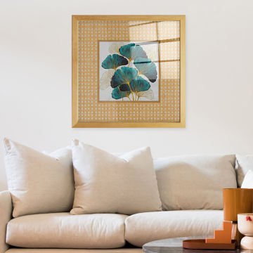 Naturel Çerçeveli Hasır Baskı Cam Tablolar