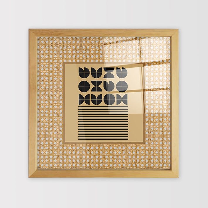 Naturel Çerçeveli Hasır Baskı Cam Tablolar