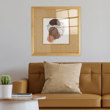 Naturel Çerçeveli Hasır Baskı Cam Tablolar