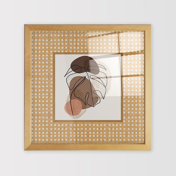 Naturel Çerçeveli Hasır Baskı Cam Tablolar