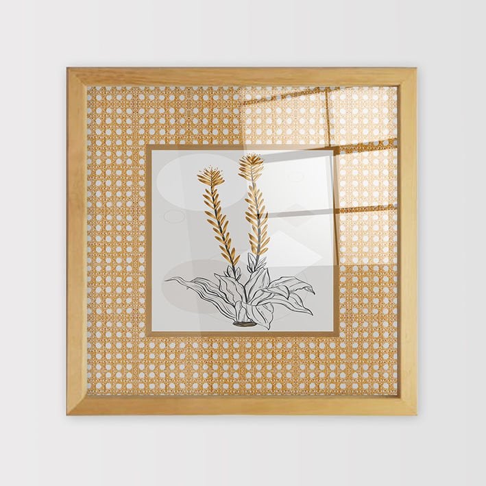 Naturel Çerçeveli Hasır Baskı Cam Tablolar