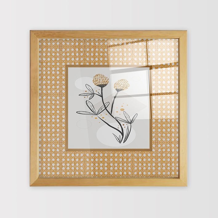 Naturel Çerçeveli Hasır Baskı Cam Tablolar