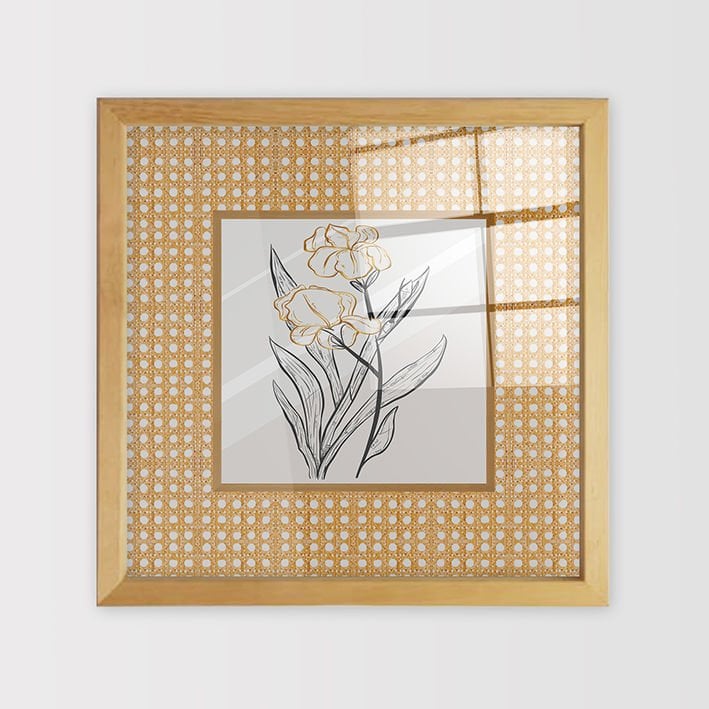 Naturel Çerçeveli Hasır Baskı Cam Tablolar