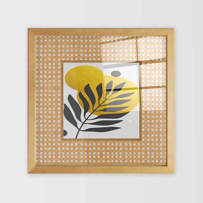 Naturel Çerçeveli Hasır Baskı Cam Tablolar