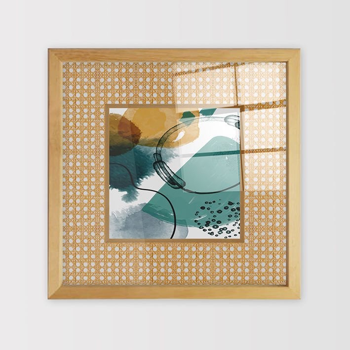 Naturel Çerçeveli Hasır Baskı Cam Tablolar