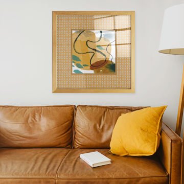 Naturel Çerçeveli Hasır Baskı Cam Tablolar