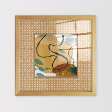 Naturel Çerçeveli Hasır Baskı Cam Tablolar