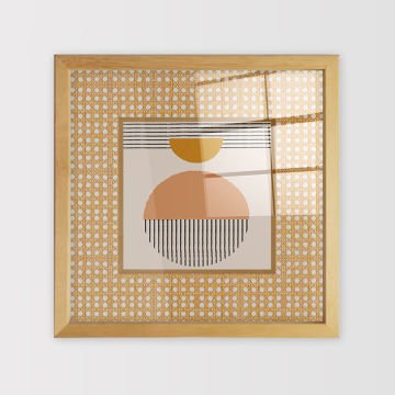 Naturel Çerçeveli Hasır Baskı Cam Tablolar