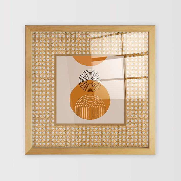 Naturel Çerçeveli Hasır Baskı Cam Tablolar