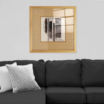 Naturel Çerçeveli Hasır Baskı Cam Tablolar