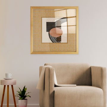 Naturel Çerçeveli Hasır Baskı Cam Tablolar