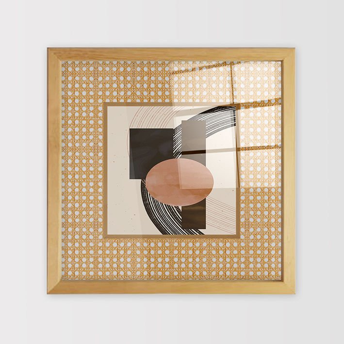 Naturel Çerçeveli Hasır Baskı Cam Tablolar