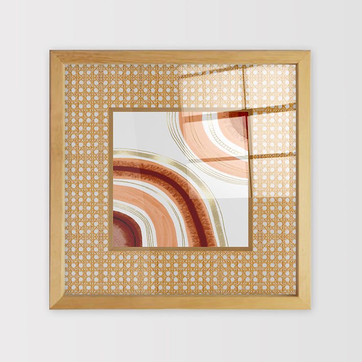 Naturel Çerçeveli Hasır Baskı Cam Tablolar