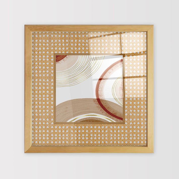 Naturel Çerçeveli Hasır Baskı Cam Tablolar