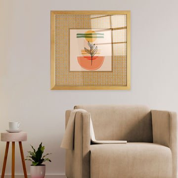 Naturel Çerçeveli Hasır Baskı Cam Tablolar