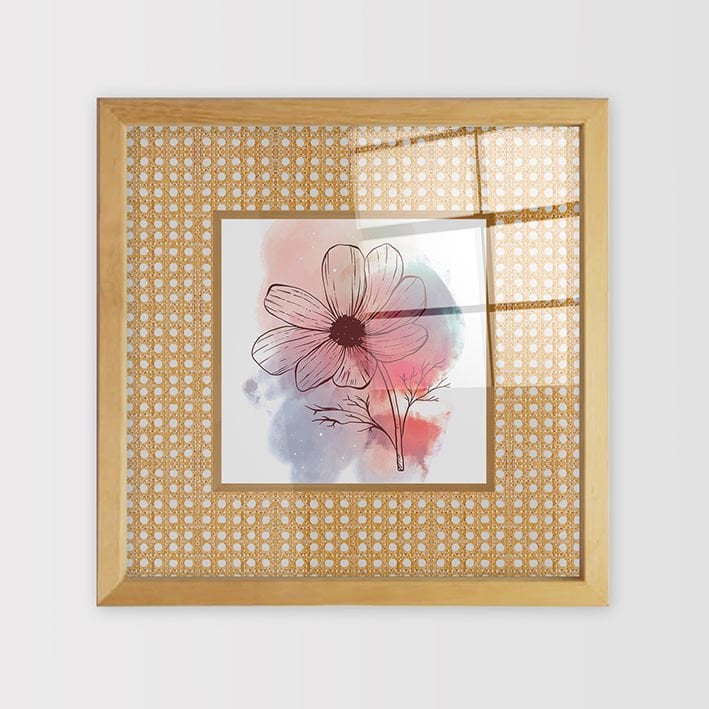 Naturel Çerçeveli Hasır Baskı Cam Tablolar