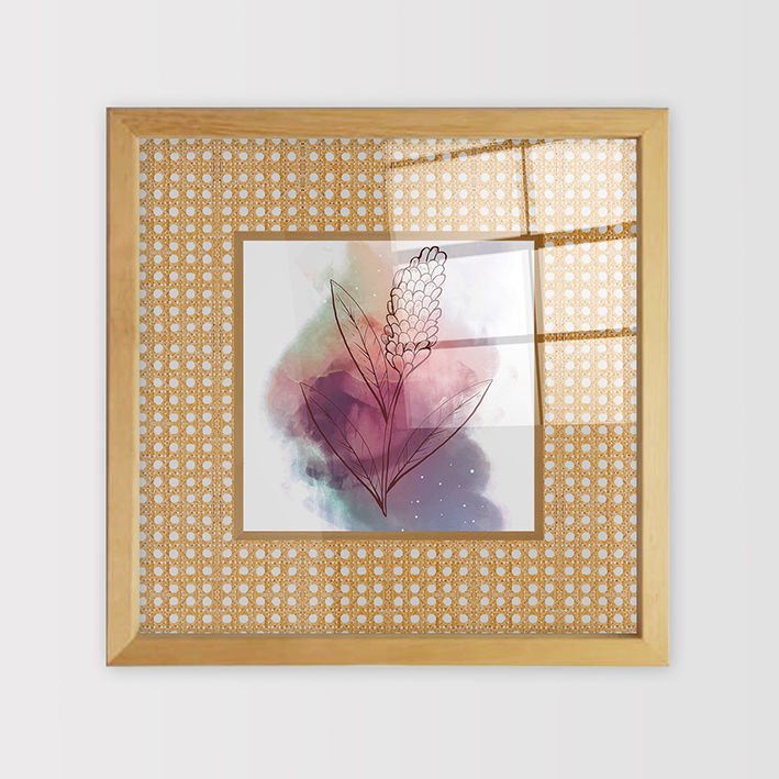 Naturel Çerçeveli Hasır Baskı Cam Tablolar