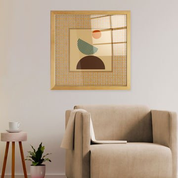 Naturel Çerçeveli Hasır Baskı Cam Tablolar