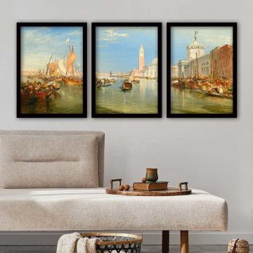 JOSEPH MALLORD 3 Parça Siyah Çerçeveli Tablo 35cm x 45cm