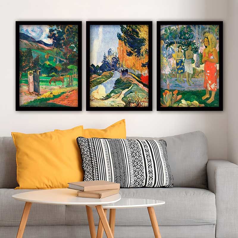 PAUL GAUGUIN 3 Parça Siyah Çerçeveli Tablo 35cm x 45cm