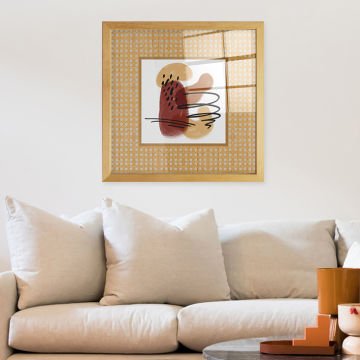 Naturel Çerçeveli Hasır Baskı Cam Tablolar