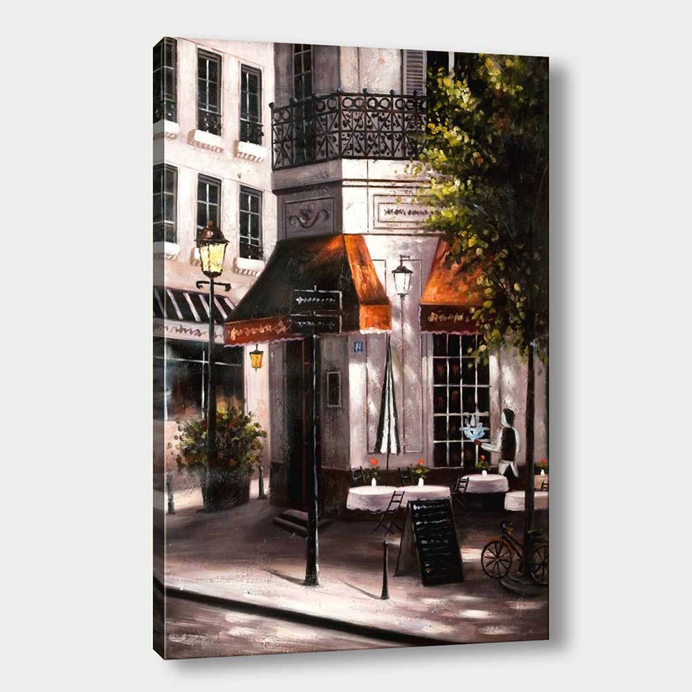 Fransa Kafe Manzara Kanvas Tablo 100cm x 140cm