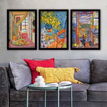 Henri Matisse 3 Parça Siyah Çerçeveli Tablo 55cm x 75cm
