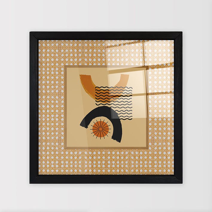 Siyah Çerçeveli Hasır Baskı Cam Tablolar