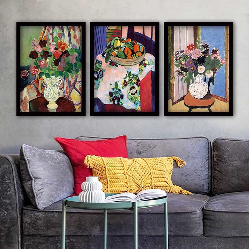 Henri Matisse 3 Parça Siyah Çerçeveli Tablo 35cm x 45cm