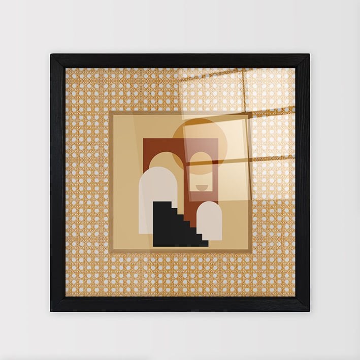 Siyah Çerçeveli Hasır Baskı Cam Tablolar