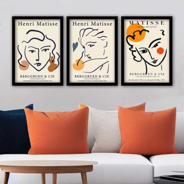 Henri Matisse 3 Parça Siyah Çerçeveli Tablo 35cm x 45cm