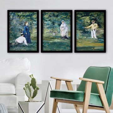 ÉDOUARD MANET 3 Parça Siyah Çerçeveli Tablo 55cm x 75cm
