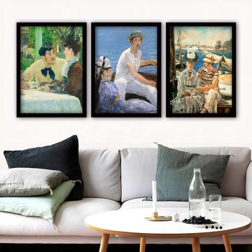 ÉDOUARD MANET 3 Parça Siyah Çerçeveli Tablo 55cm x 75cm