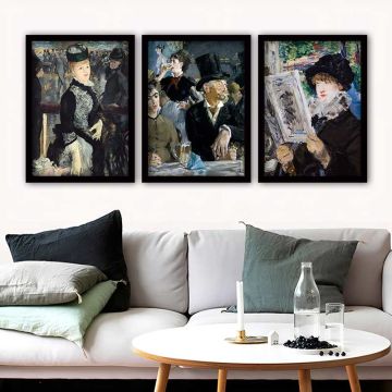 ÉDOUARD MANET 3 Parça Siyah Çerçeveli Tablo 55cm x 75cm